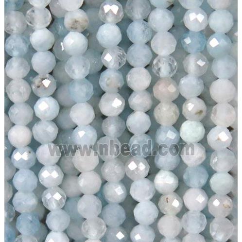 faceted round blue Aquamarine beads