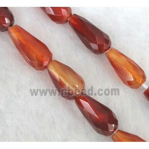 red carnelian agate stone beads, faceted teardrop