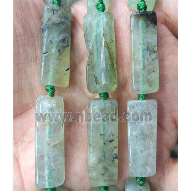 green prehnite cuboid beads