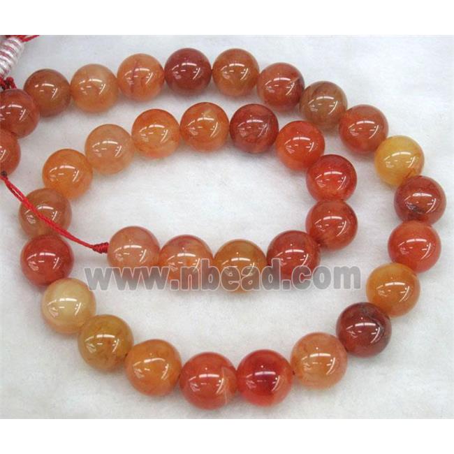 round carnelian beads, red
