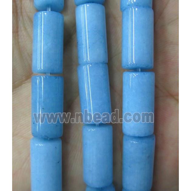 blue jade tube beads, dye