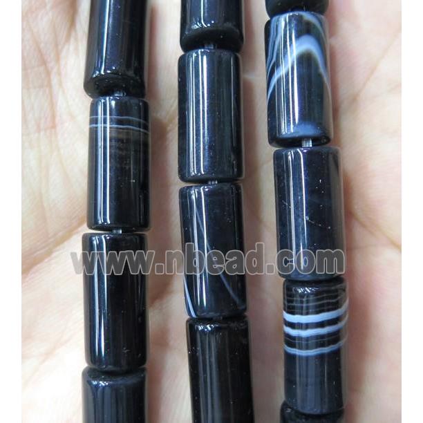 black Agate tube beads