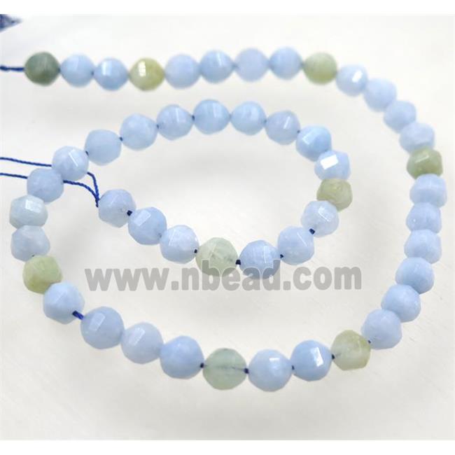 Aquamarine beads, Pumpkin, faceted round