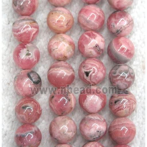 natural Rohodonite beads, round, pink