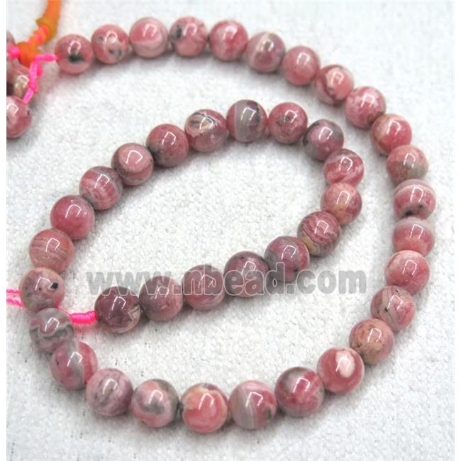 natural Rohodonite beads, round, pink