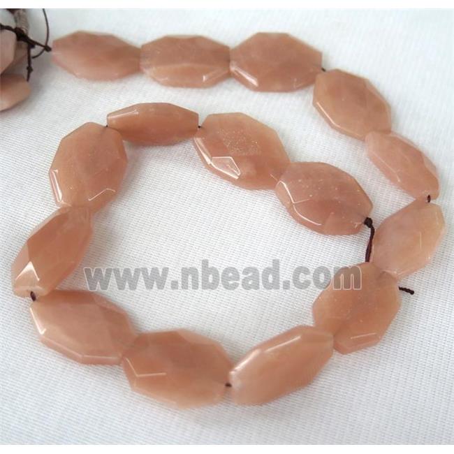 peach MoonStone slab beads, faceted freeform