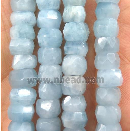blue Aquamarine beads, faceted heishi