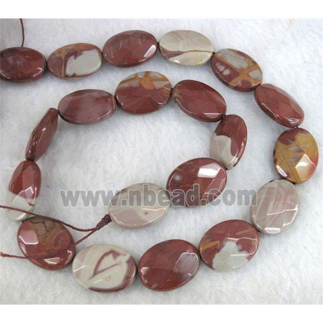 natural Noreena jasper bead, faceted flat oval