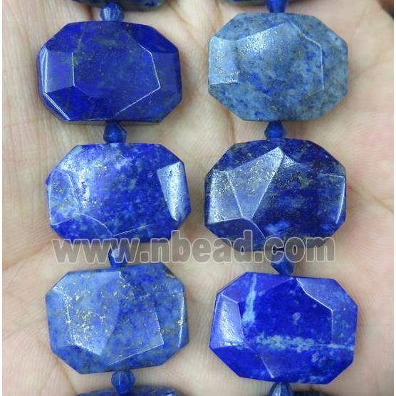 blue lapis lazuli nugget beads, faceted rectangle