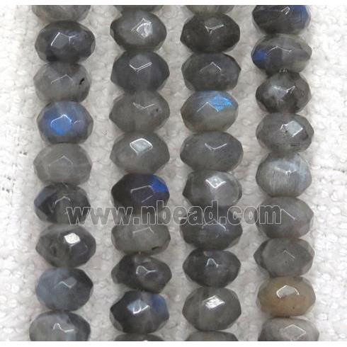 deep gray Labradorite beads, faceted rondelle, AA-Grade