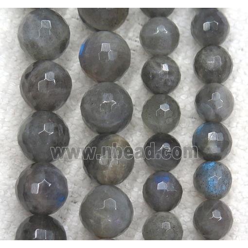 deep gray Labradorite beads, faceted round, AA-Grade