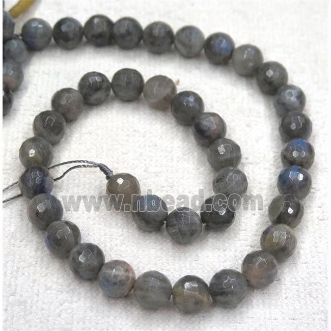 deep gray Labradorite beads, faceted round, AA-Grade