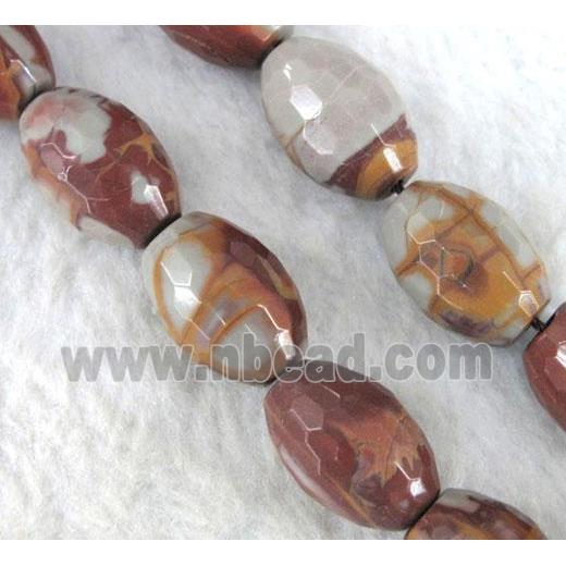 natural Noreena jasper beads, faceted barrel