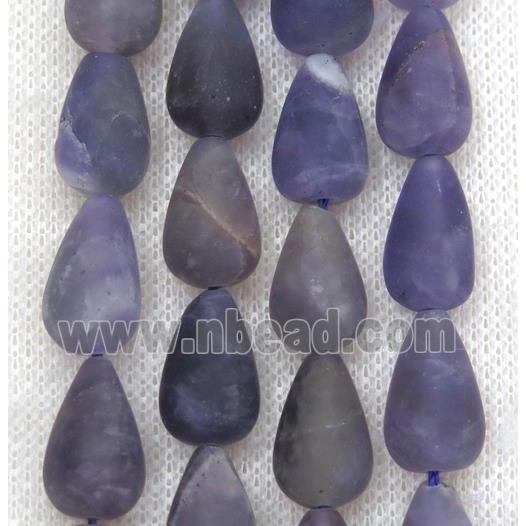 purple teardrop Amethyst beads, matte