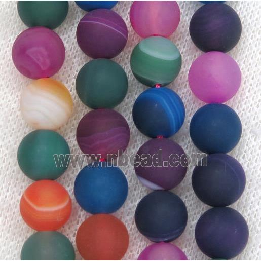 round matte striped Agate beads, mix color
