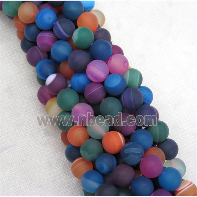 round matte striped Agate beads, mix color