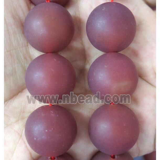 large round Red Agate beads, matte