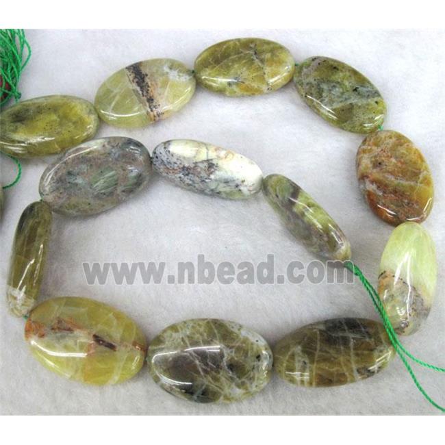 yellow opal stone beads, flat oval