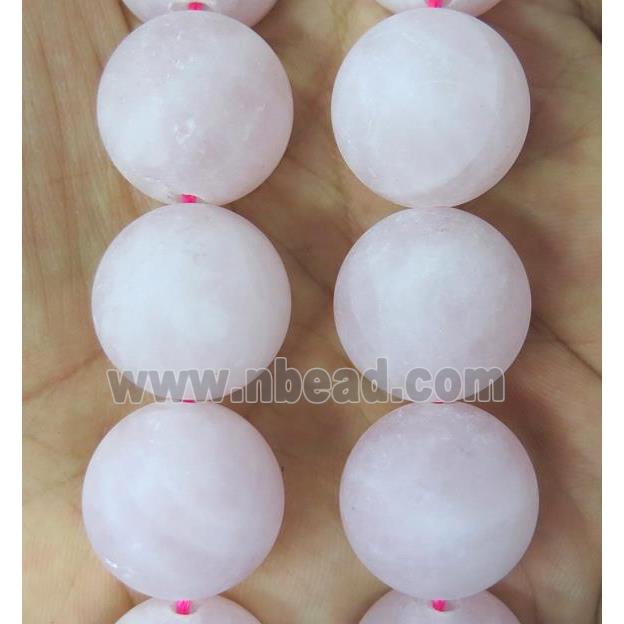large matte round Rose Quartz beads, pink