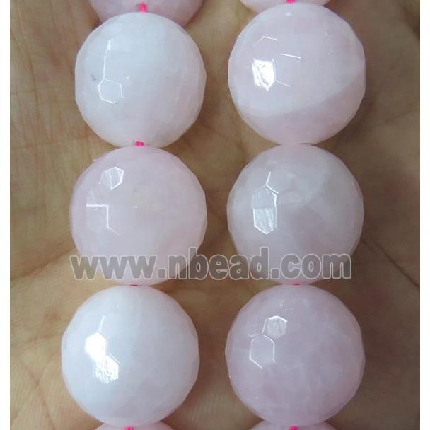 large Rose Quartz beads, faceted round, pink
