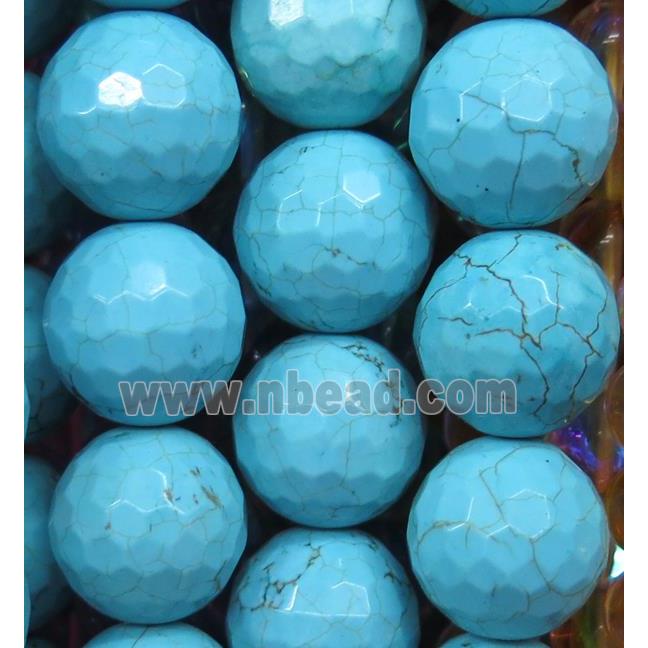 large blue Turquoise beads, faceted round