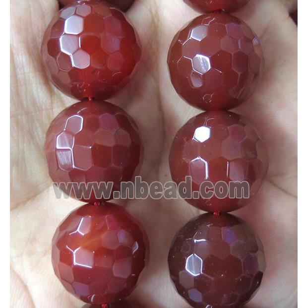 large Red Agate beads, faceted round