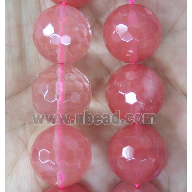 large pink Watermelon Quartz beads, faceted round