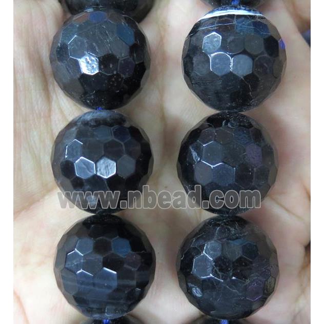 large Black Agate beads, faceted round