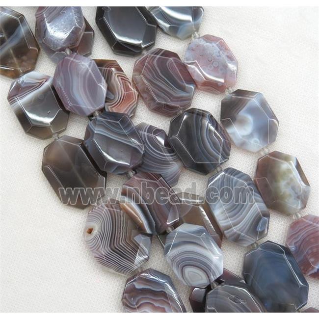 Botswana Agate slice beads, faceted freeform