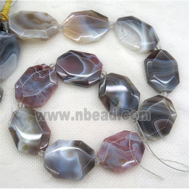 Botswana Agate slice beads, faceted freeform