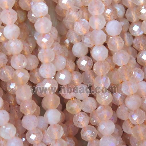 tiny Pink MoonStone beads, faceted round