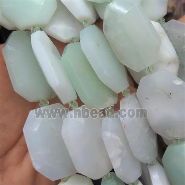 lt.green Opal Jasper slice beads, faceted freeform