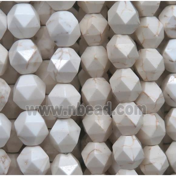 white turquoise ball bead, faceted round