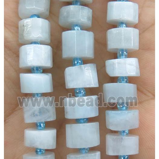 Aquamarine beads, faceted heishi