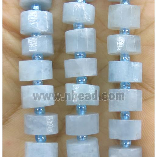 Aquamarine beads, A-grade, faceted heishi