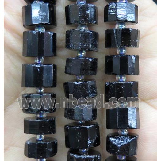 black Tourmaline beads, faceted heishi