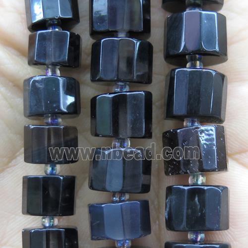 black Obsidian beads, faceted heishi