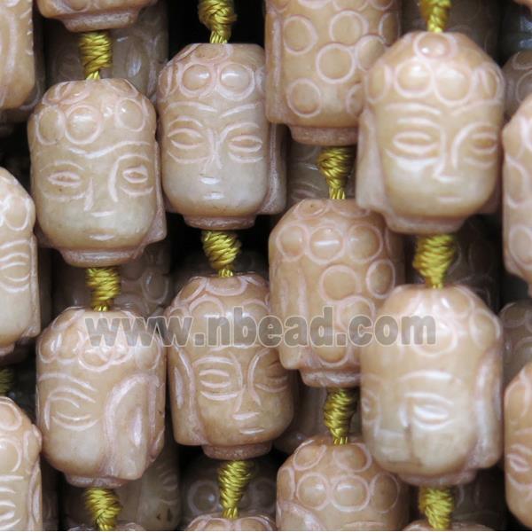 Agalmatolite Buddha Beads, khaki