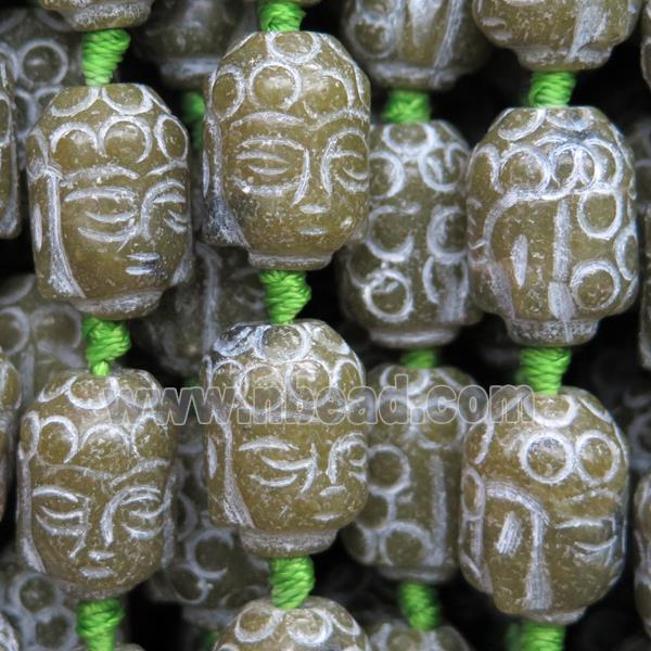 Agalmatolite Buddha Beads, green