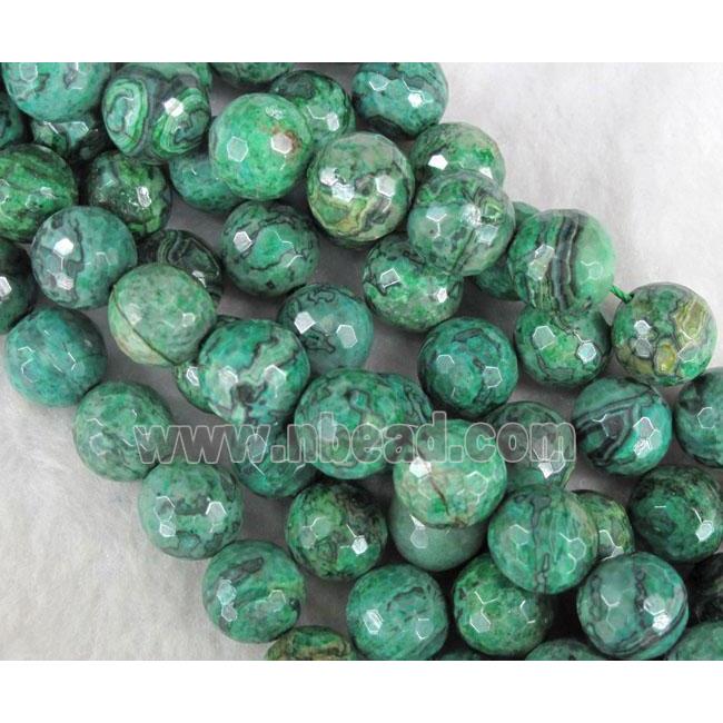 faceted round green Picture Jasper beads