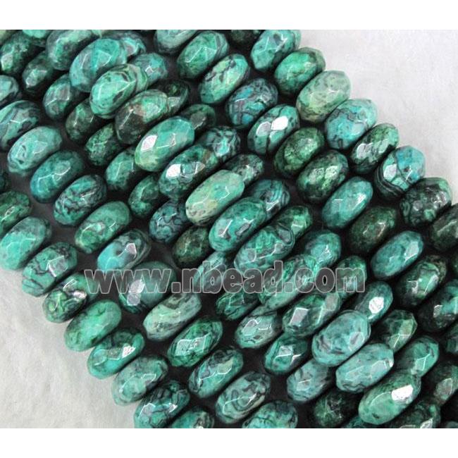 green picture jasper beads, faceted rondelle
