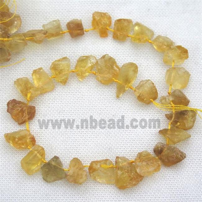 rough Citrine beads, top drilled, freeform, yellow