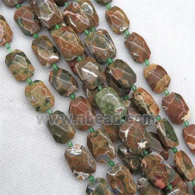 Rhyolite beads, faceted rectangle