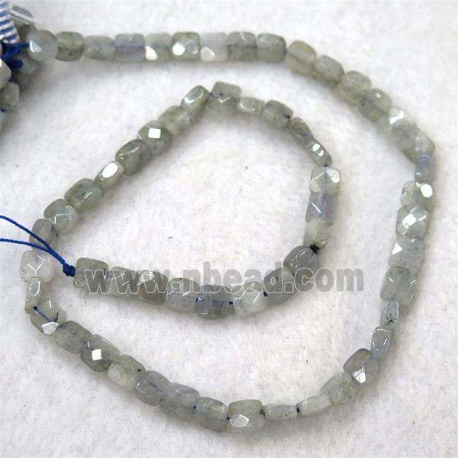 labradorite beads, faceted square