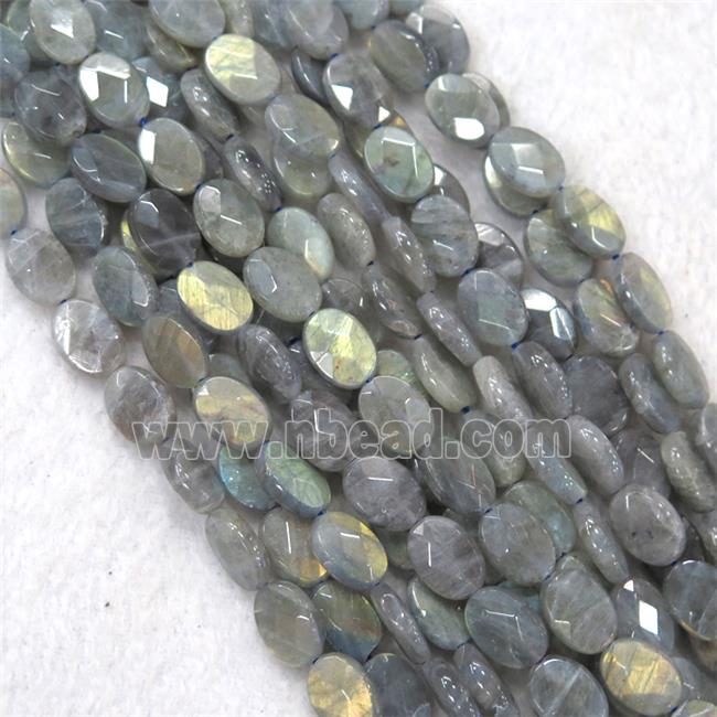 green Labradorite bead, faceted oval