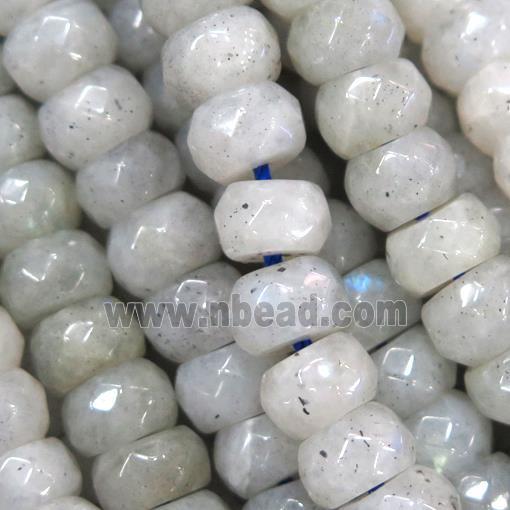 white labradorite bead, faceted rondelle