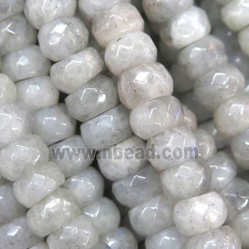 grey labradorite bead, faceted rondelle
