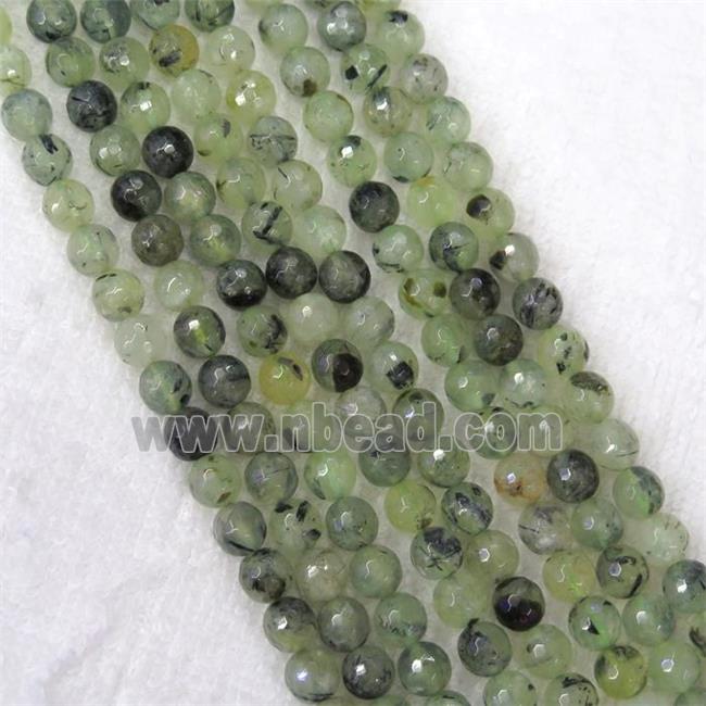 green Prehnite beads, faceted round