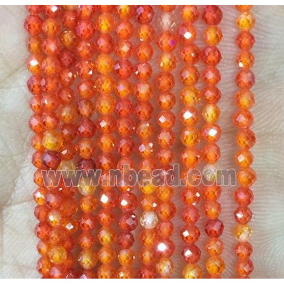 tiny orange zircon seed beads, faceted round