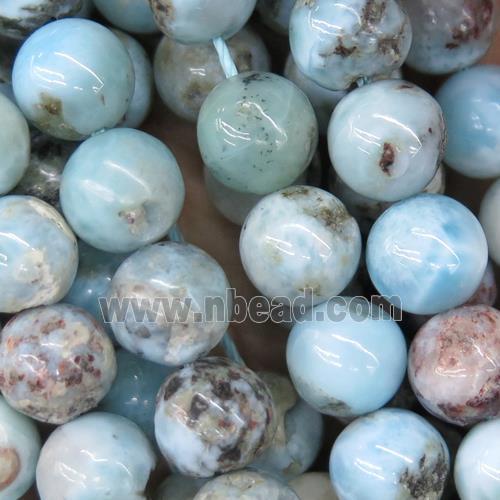 round blue Larimar beads, AB-grade